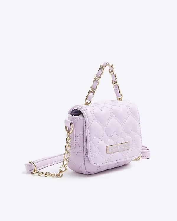 Pink quilted heart cross body bag