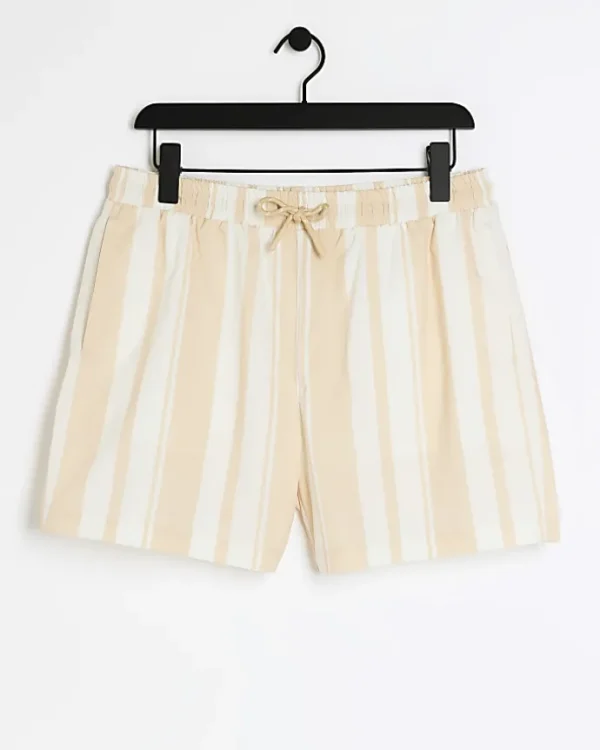 Pink regular fit stripe swim shorts