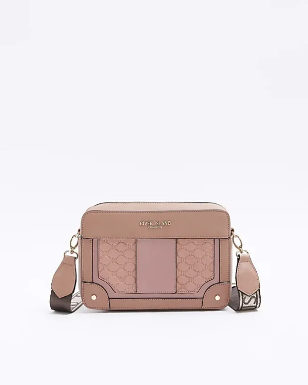 Pink RI monogram boxy cross body bag