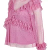 Pink ruffled maternity top