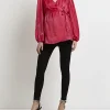 Pink satin maternity wrap blouse