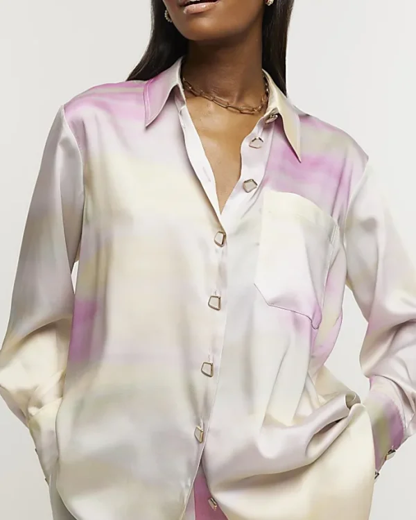 Pink satin ombre shirt