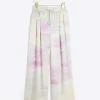 Pink satin ombre wide leg trousers