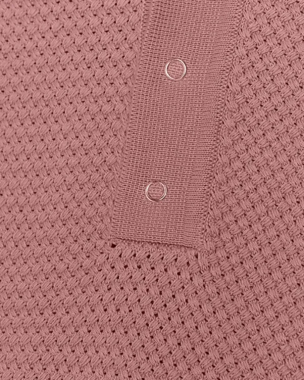 Pink slim fit textured knit polo