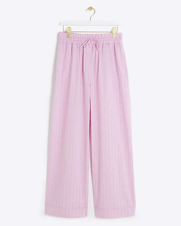 Pink stripe straight pull on trousers