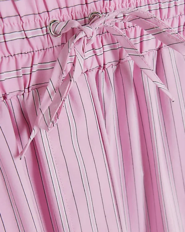 Pink stripe straight pull on trousers