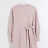 Pink tie side sweatshirt mini dress