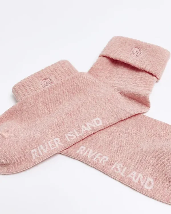 Pink turned hem socks