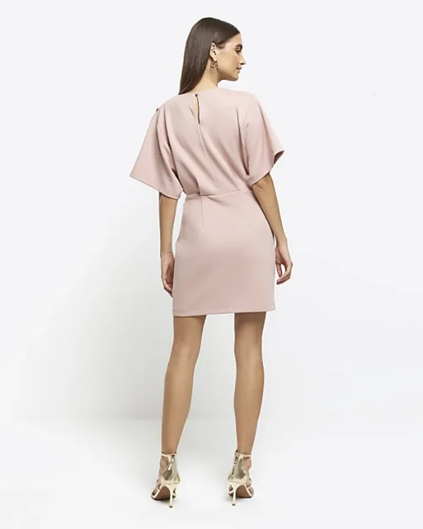 Pink wrap buckle t-shirt mini dress