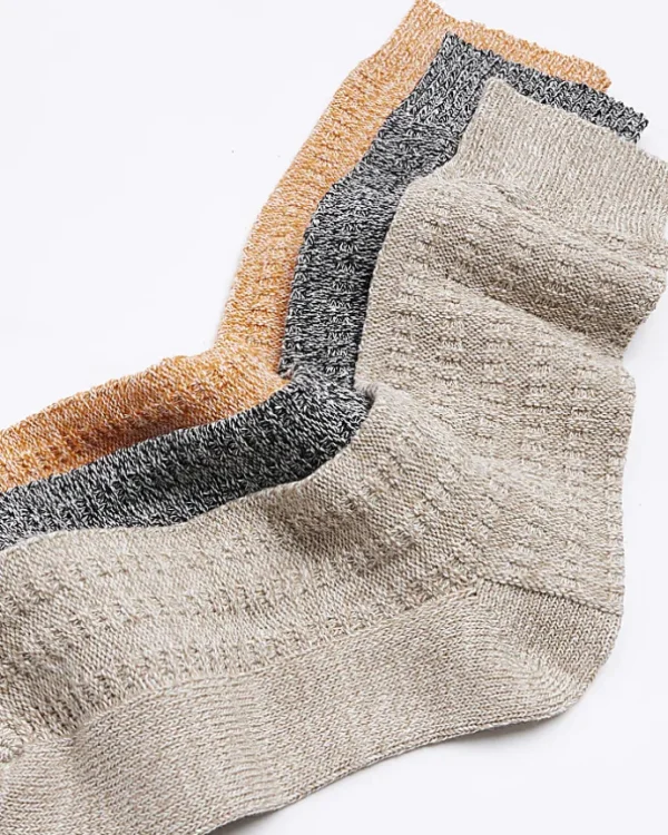 3PK Beige boot socks