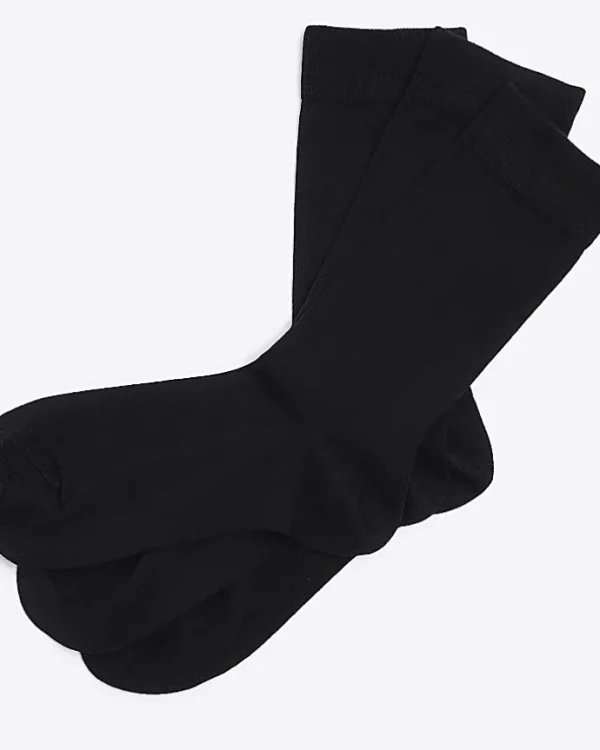 3PK black bamboo ankle socks