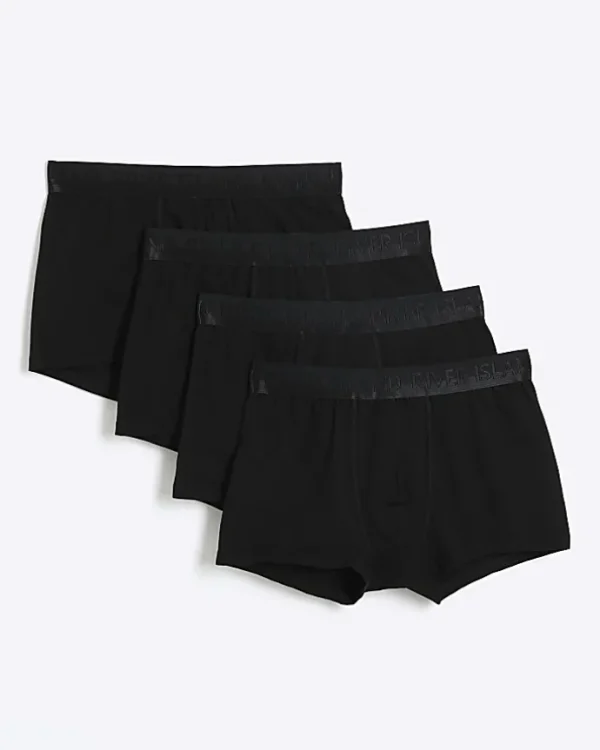 4PK black cotton stretch trunks