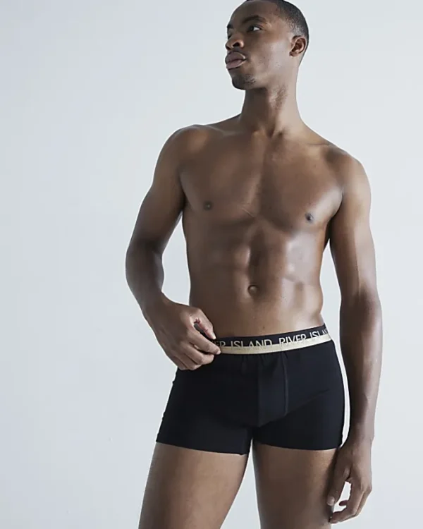 4PK black cotton stretch trunks