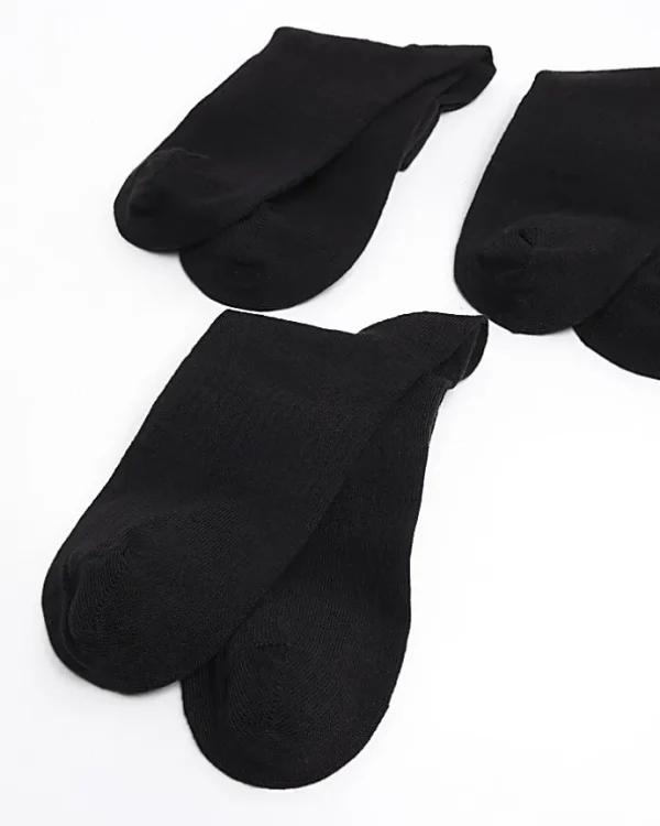 5PK black rib ankle socks