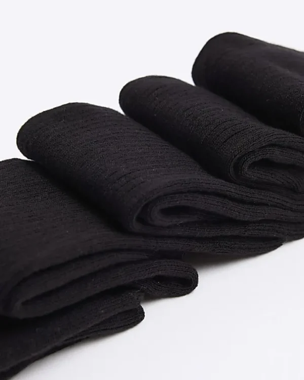 5PK black ribbed ankle socks