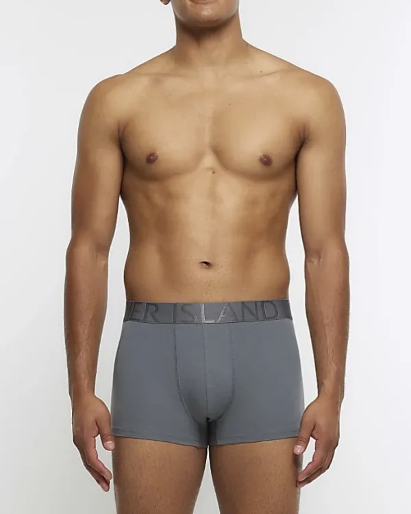 4PK Dark grey cotton stretch trunks