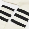 3PK ecru stripe midi tube socks