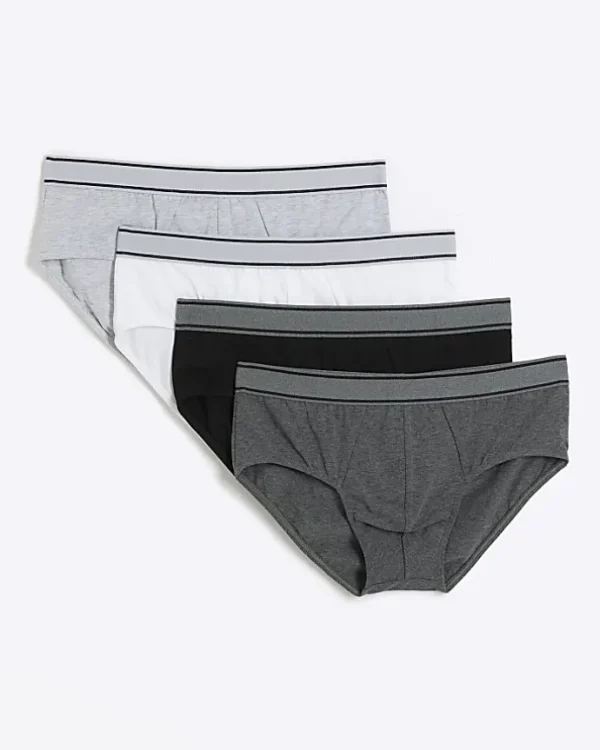 4PK grey cotton stretch briefs