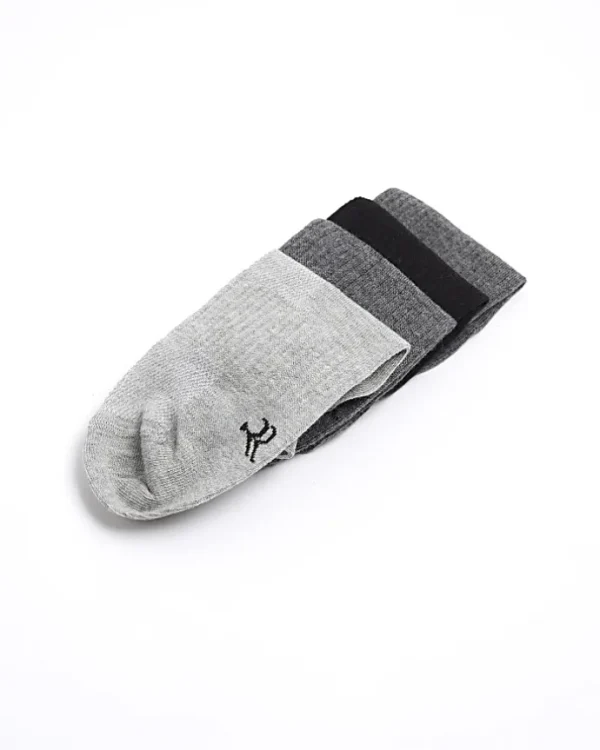 5PK Grey Rib Trainer Socks