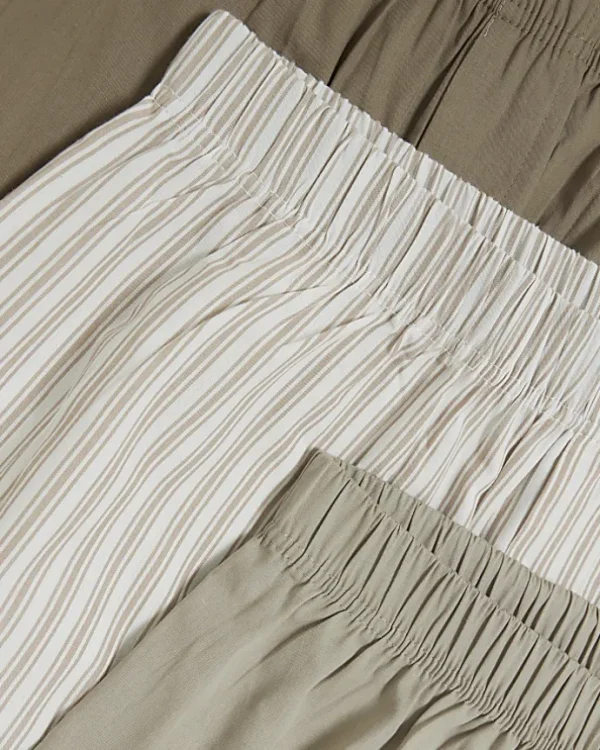 3PK khaki stripe boxer shorts