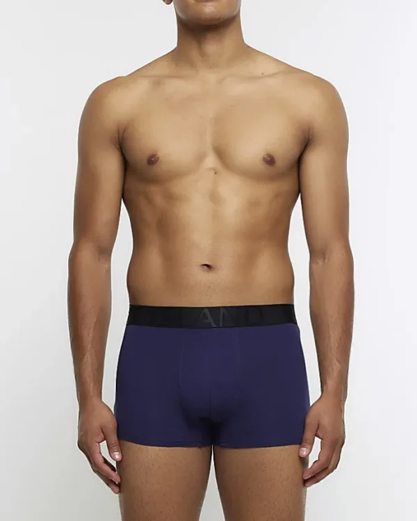 4PK Navy cotton stretch trunks