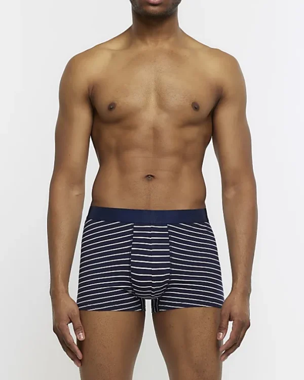 4PK Navy stripe Cotton Stretch trunks