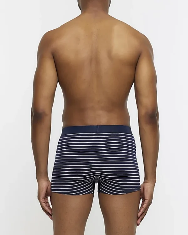 4PK Navy stripe Cotton Stretch trunks