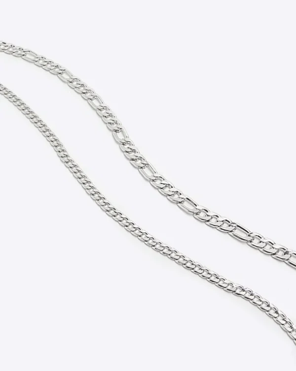 2PK silver colour chain necklace