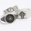 3PK silver colour cross ring