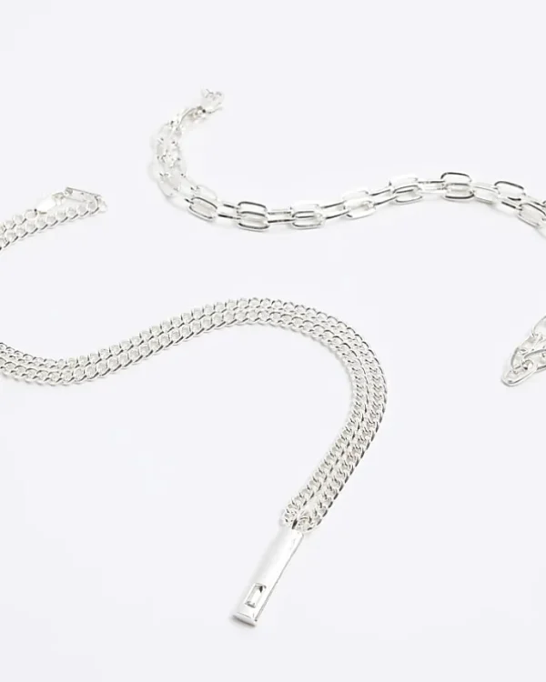 2PK silver colour pendant necklace