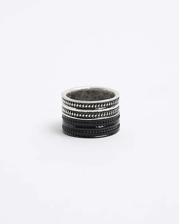 2PK silver colour textured rings