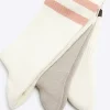 3PK stone double stripe tube socks