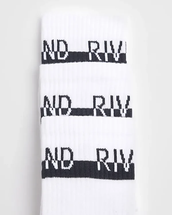 3PK white branded tube socks