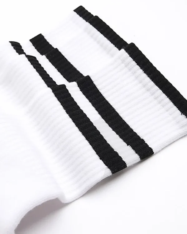 3PK White Double Stripe Tube Socks