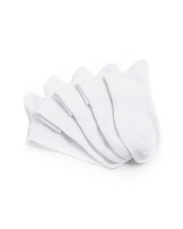 5PK white rib ankle socks