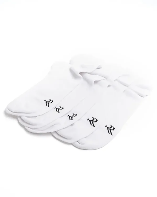 5PK white rib trainer socks