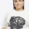 Plus beige rose graphic t-shirt