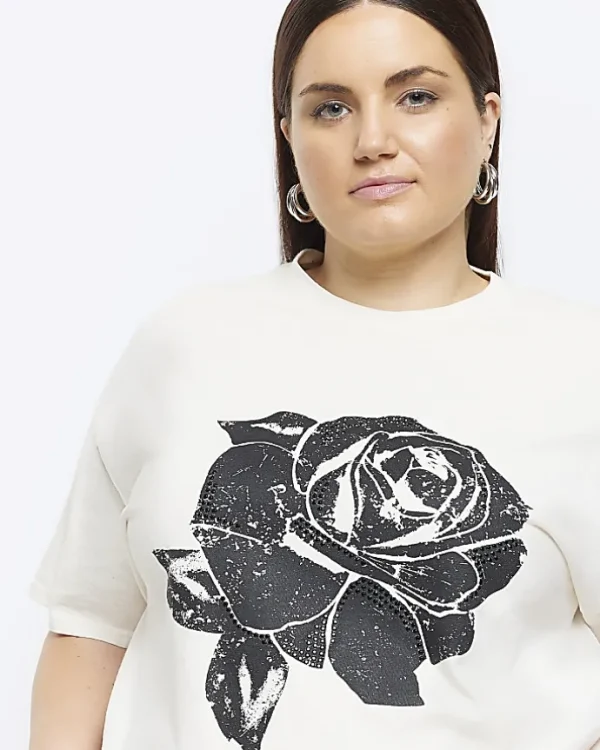 Plus beige rose graphic t-shirt