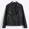 Plus black faux leather biker jacket