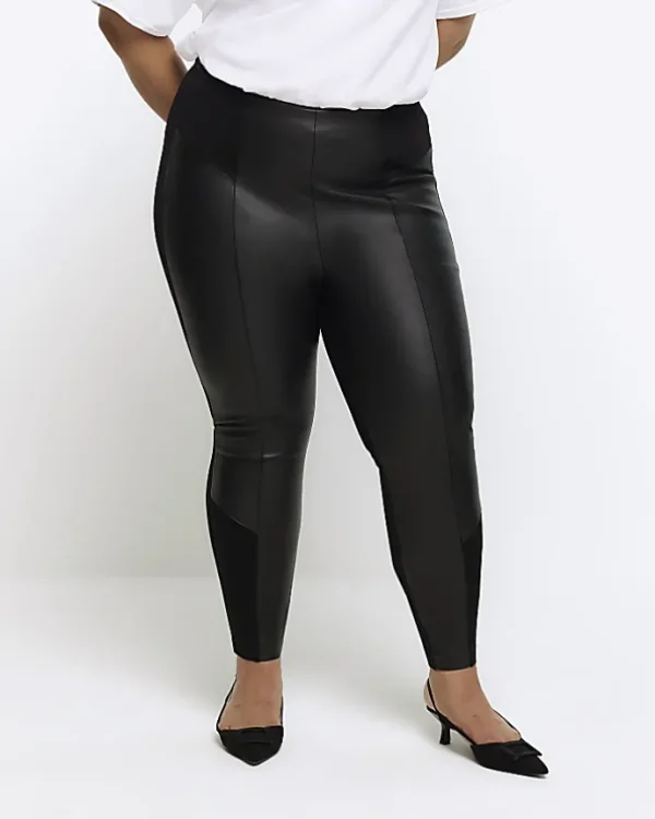 Plus black faux leather leggings