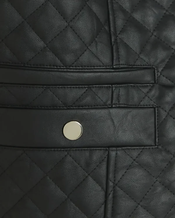 Plus black faux leather quilted blazer