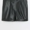 Plus black faux leather shorts