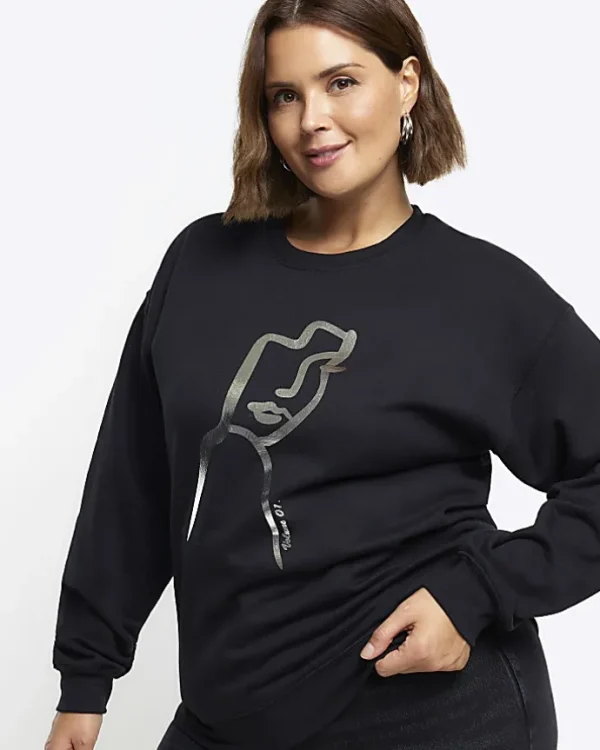 Plus black foil graphic sweatshirt