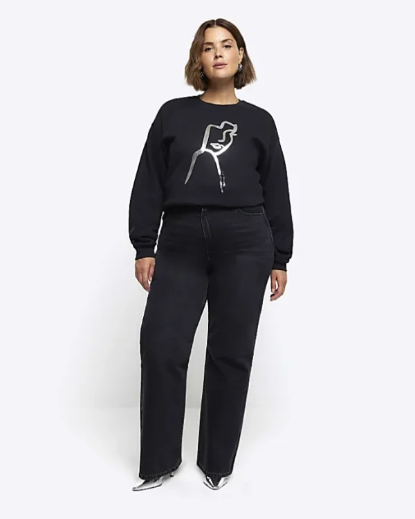 Plus black foil graphic sweatshirt