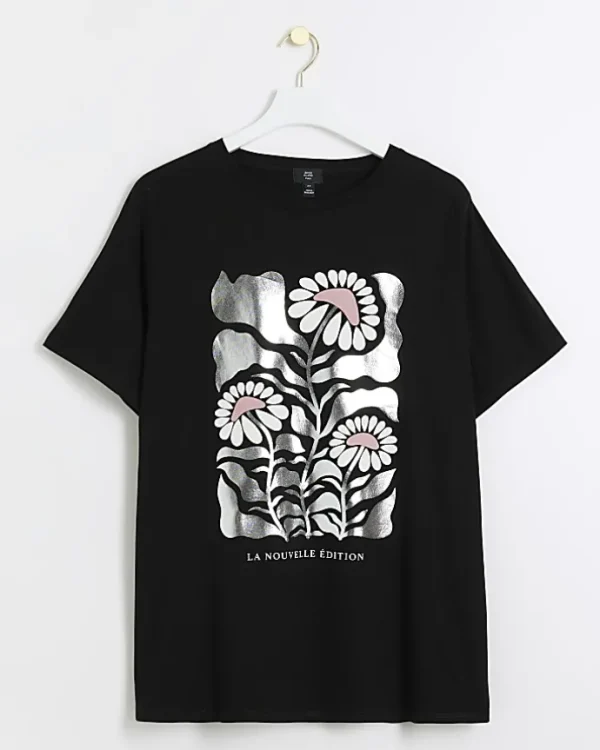 Plus black graphic foil t-shirt