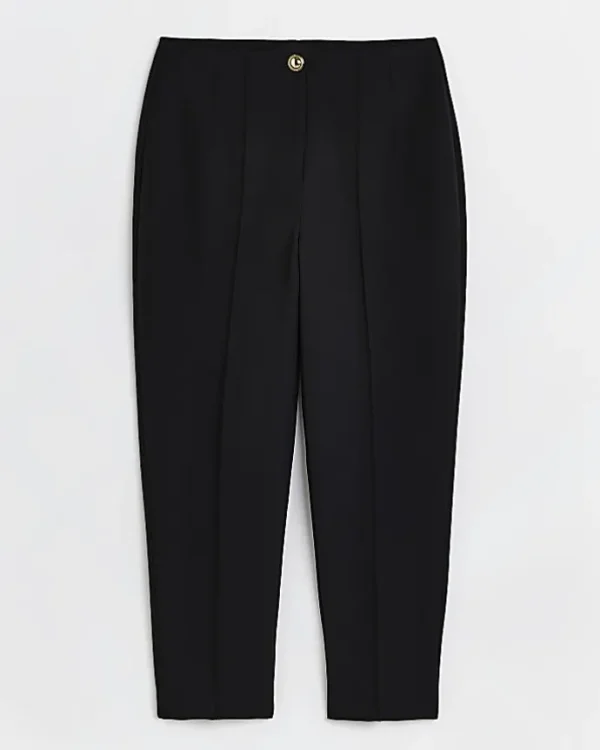 Plus black high waisted cigarette trousers