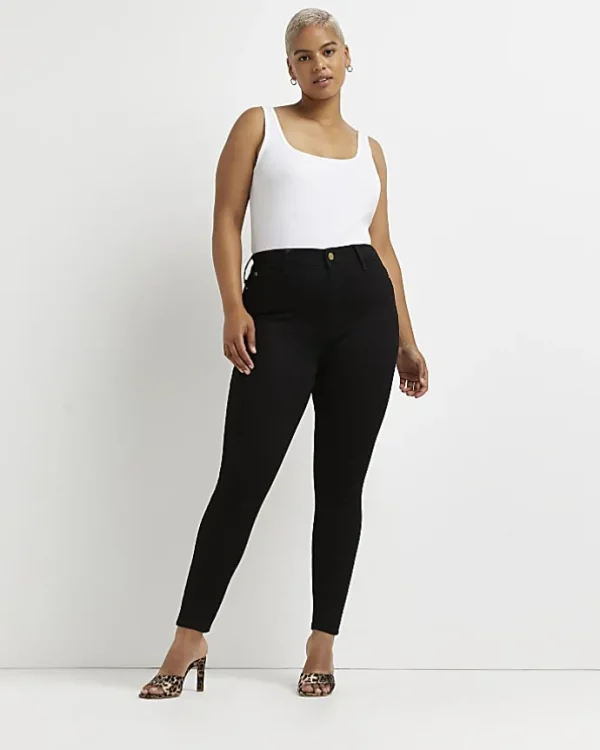 Plus black high waisted skinny jeans