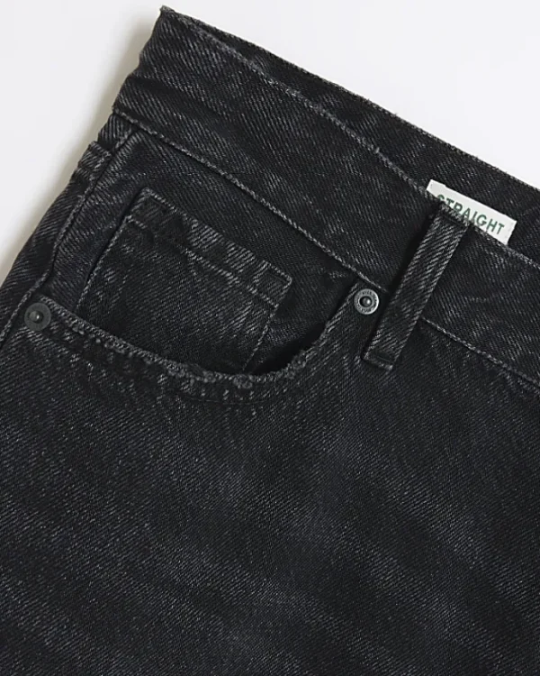 Plus black mid rise relaxed straight jeans