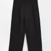 Plus black pleated wide leg trousers