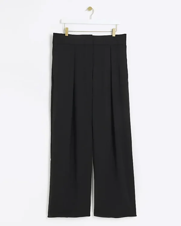 Plus black pleated wide leg trousers